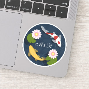 Japanese Koi Fish Pond Monogram Initial