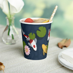 Japanese Koi Fish Pond Paper Cups
