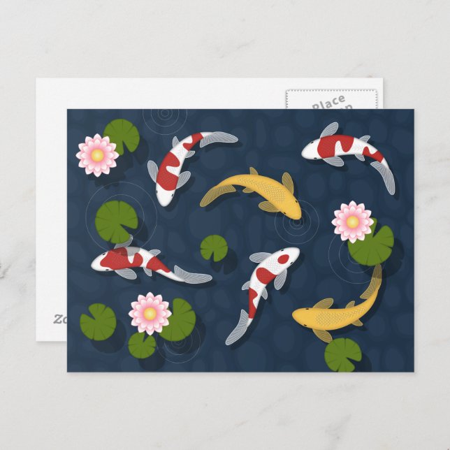 Japanese Koi Fish Pond Postcard (Front/Back)
