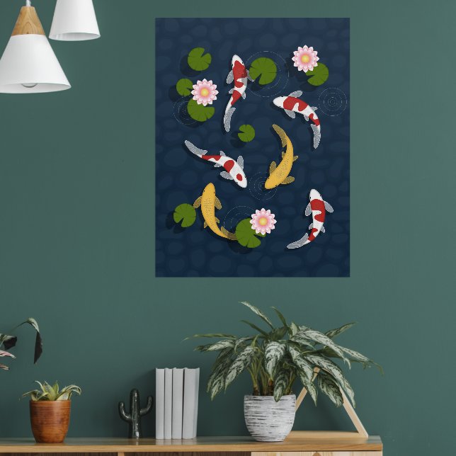 Japanese Koi Fish Pond Poster (Living Room 1)
