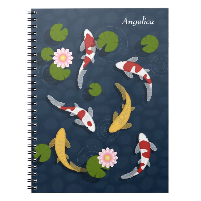 Japanese Koi Fish Pond Spiral Notebook (Front)