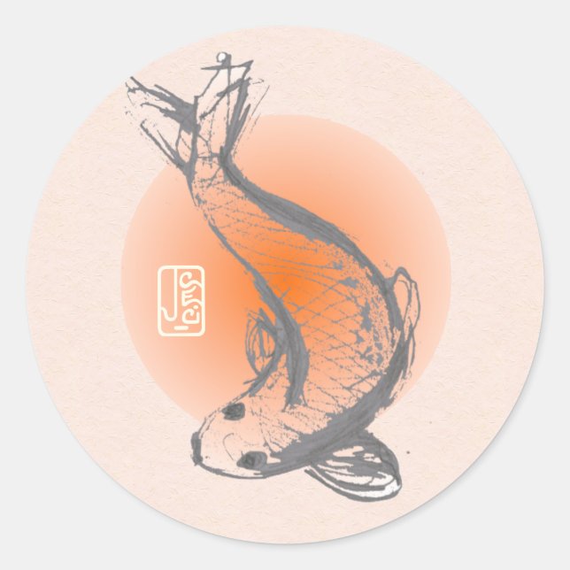 Japanese KOI Fish Round Sticker (Front)