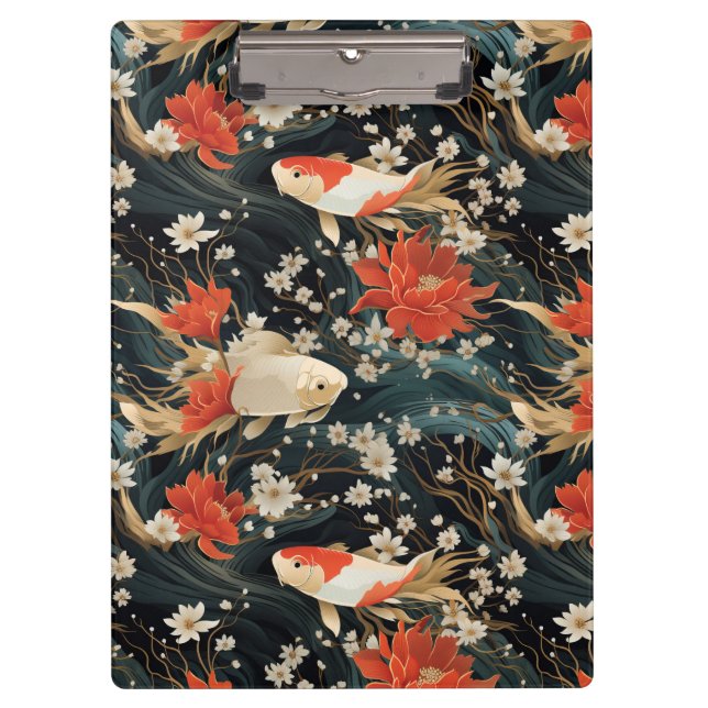 Japanese Koi Fish Seamless Pattern Clipboard (Front)