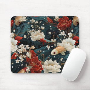 Japanese Koi Fish Seamless Pattern Mouse Pad