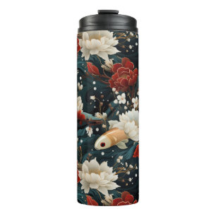 Japanese Koi Fish Seamless Pattern Thermal Tumbler