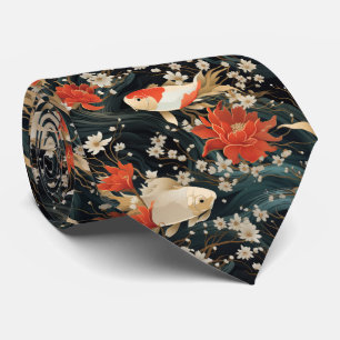 Japanese Koi Fish Seamless Pattern Tie
