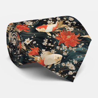 Japanese Koi Fish Seamless Pattern Tie