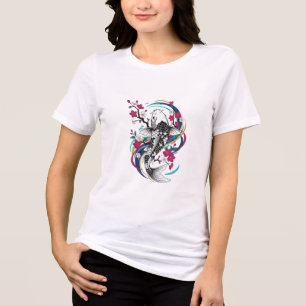 Japanese Koi Fish Swimming Upstream Tri-Blend Shirt