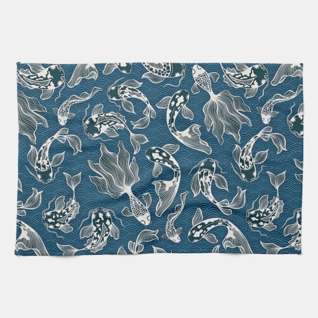 Japanese Koi Fish Tea Towel (Horizontal)