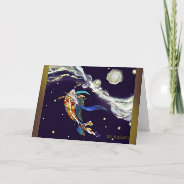 Japanese Koi Fish Universe Fantasy Greeting Card (Front)