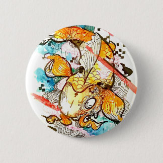 Japanese koi fish, watercolor art, aquatic art 6 cm round badge