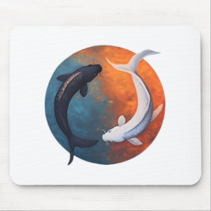 Japanese Koi Fish Yin And Yang Men Women Fisher Fi Mouse Pad