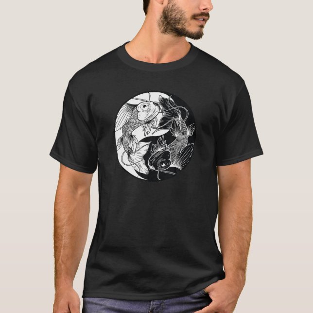 Japanese Koi Fish Yin Yang Fishing For Fishermen T-Shirt (Front)
