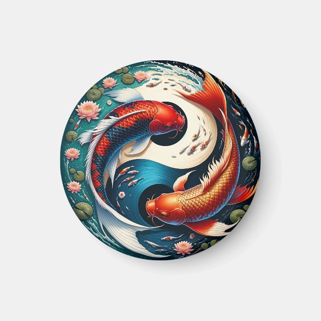 Japanese Koi Fish Yin Yang Magnet (Front)