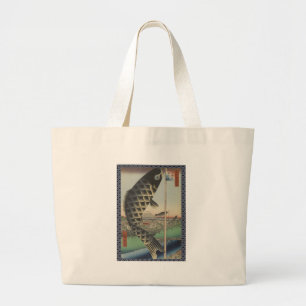 Japanese Koi Hiroshige Fish Festival Flag Large Tote Bag
