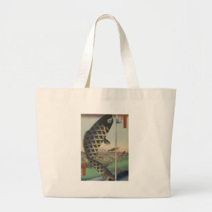 Japanese Koi Hiroshige Fish Festival Flag Large Tote Bag
