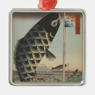Japanese Koi Hiroshige Fish Festival Flag Metal Tree Decoration