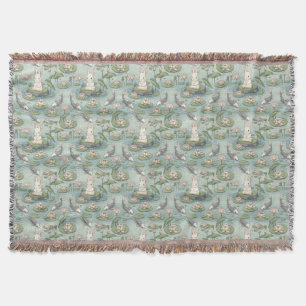 Japanese Koi & Lotus Pond Bunny Throw Blanket
