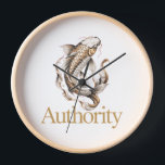 Japanese Koi Symbol of Authority Mastery Clock<br><div class="desc">Time reveals the strength within us. Inspired by the powerful symbolism of koi fish, this design reflects perseverance, leadership, and the quiet mastery developed through life's journey. In Japanese tradition, koi represent transformation and the courage to keep moving forward despite resistance. Within a space, this design becomes a meaningful reminder...</div>