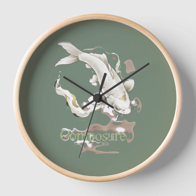 Japanese Koi Symbol of Composure Time Zen Inspired Clock (Front)