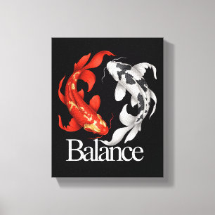 Japanese Koi Yin Yang of Balance Zen Inspired Canvas Print