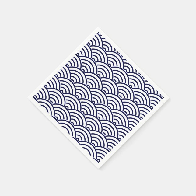 Japanese Koinobori Fish Scale in Delft Blue Napkin (Corner)