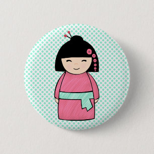 Japanese Kokeshi Doll Button