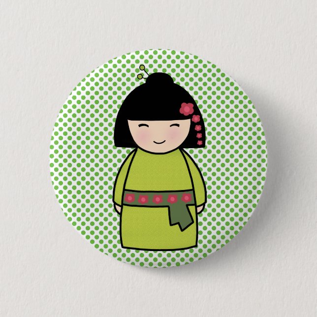 Japanese Kokeshi Doll Button (Front)