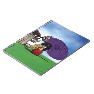 Japanese Kokeshi Doll Cherry Blossom Art Spiral Notebook