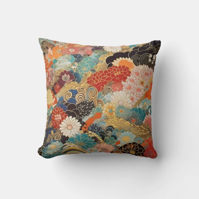 japanese komono fabric print cushion (Front)