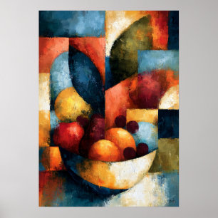 Japanese Kudamono Fruit Bowl Geometric Still Life Poster