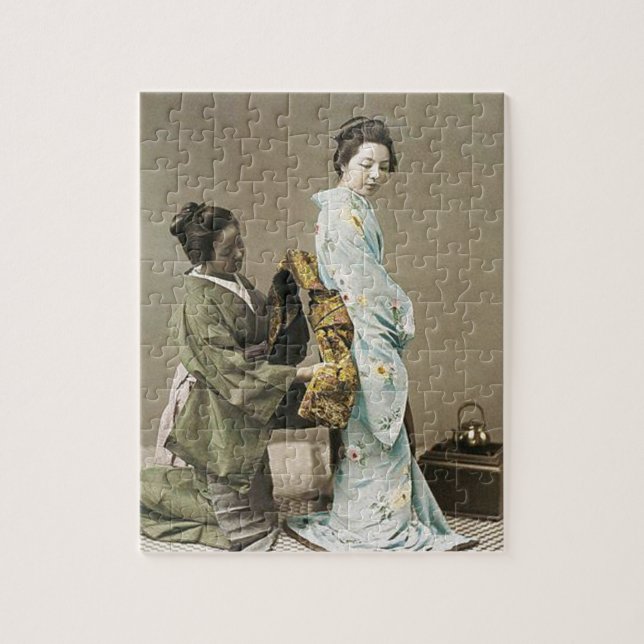 Japanese Lady Geisha Asian Vintage Art Jigsaw Puzzle (Vertical)