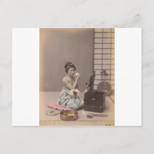 Japanese Lady Geisha Asian Vintage Art Postcard