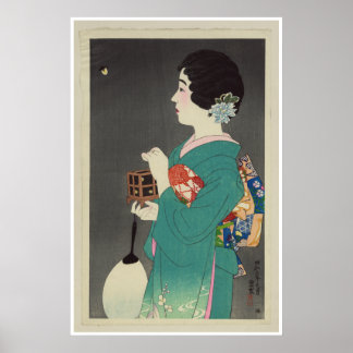 Japanese Lady Holding Cage of Fireflies - 1931 Poster