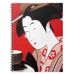 Japanese Lady Tea Serving Ceremony Art Print Notebook