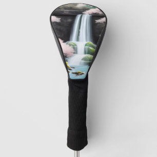 Japanese Landscape Cherry Blossoms And Waterfall Golf Head Cover