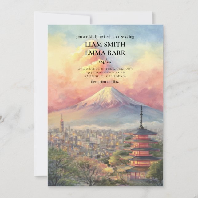 Japanese Landscape Elegant Wedding Invitation (Front)
