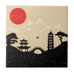 Japanese Landscape - Grunge Style Tile