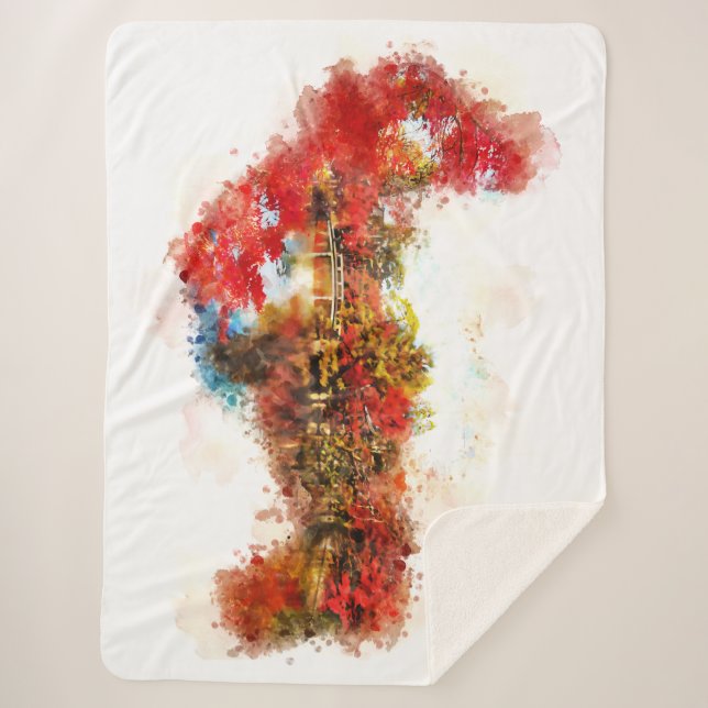 Japanese landscape sherpa blanket (Front)