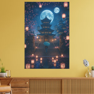 Japanese Lantern Festival Art Canvas Print