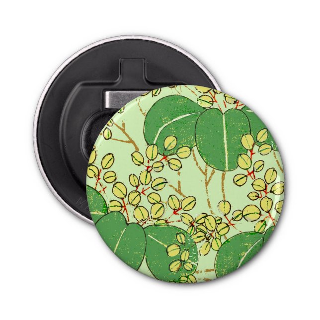 Japanese Leaf Floral Botanical Art Pattern Bottle Opener (Front)