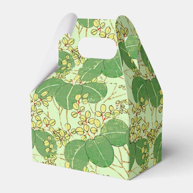 Japanese Leaf Floral Botanical Art Pattern Favour Box (Front Side)