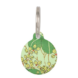 Japanese Leaf Floral Botanical Art Pattern Pet Tag