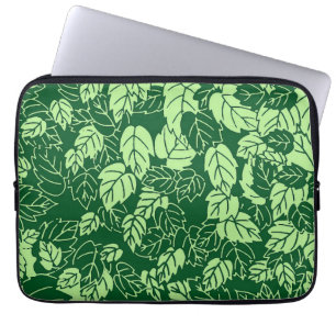 Japanese Leaf Print, Emerald and Lime Green Laptop Sleeve