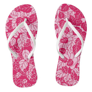 Japanese Leaf Print, Fuchsia and Light Pink Jandals