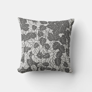 Japanese Leaf Print, Light and Dark Grey / Grey Cushion