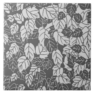 Japanese Leaf Print, Light and Dark Grey / Grey Tile