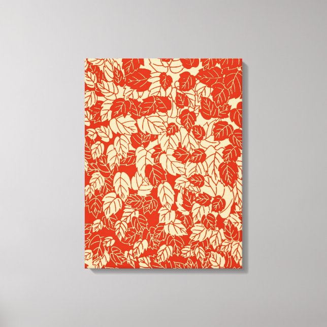 Japanese Leaf Print, Mandarin Orange Canvas Print (Front)