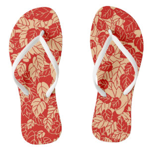 Japanese Leaf Print, Mandarin Orange Jandals