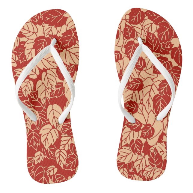 Japanese Leaf Print, Mandarin Orange Jandals (Footbed)